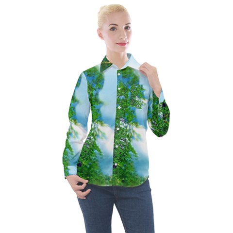 Airbrushed Sky Women s Long Sleeve Pocket Shirt by Fractalsandkaleidoscopes