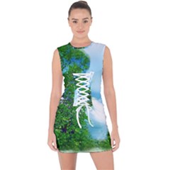 Airbrushed Sky Lace Up Front Bodycon Dress by Fractalsandkaleidoscopes