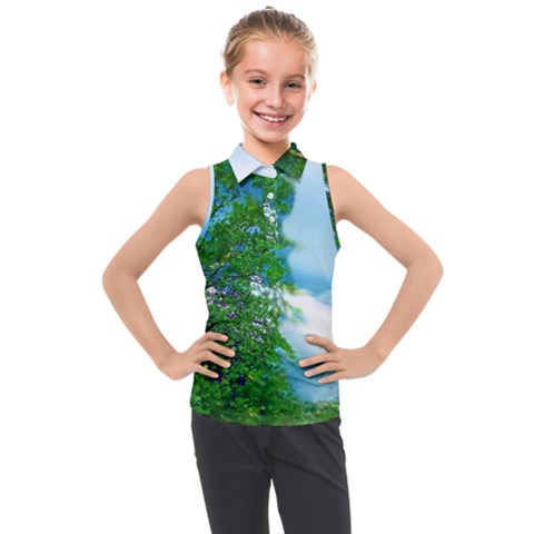 Airbrushed Sky Kids  Sleeveless Polo Tee by Fractalsandkaleidoscopes