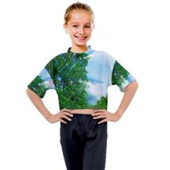 Airbrushed Sky Kids Mock Neck Tee