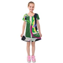 Mushroom,s Life Spin 1 3 Kids  Short Sleeve Velvet Dress