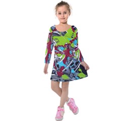 Pussy Butterfly 1 3 Kids  Long Sleeve Velvet Dress