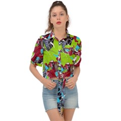 Pussy Butterfly 1 3 Tie Front Shirt  by bestdesignintheworld