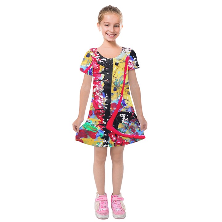 Speleology 1 3 Kids  Short Sleeve Velvet Dress