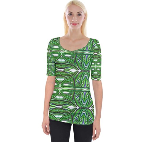 My Paint My Pallet Brocade Green Scarabs Wide Neckline Tee by ScottFreeArt