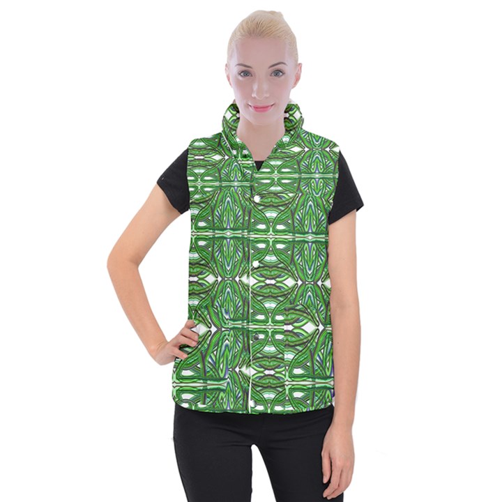 My Paint My Pallet Brocade Green SCARABS Women s Button Up Vest