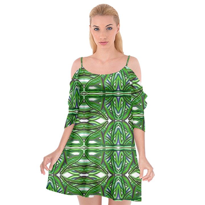 My Paint My Pallet Brocade Green SCARABS Cutout Spaghetti Strap Chiffon Dress