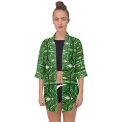 My Paint My Pallet Brocade Green Scarabs Open Front Chiffon Kimono by ScottFreeArt