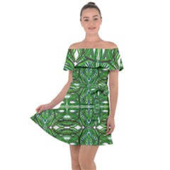 My Paint My Pallet Brocade Green Scarabs Off Shoulder Velour Dress by ScottFreeArt