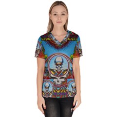 Grateful Dead Wallpapers Women s V-neck Scrub Top by Sapixe