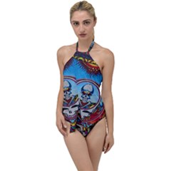 Grateful Dead Wallpapers Go With The Flow One Piece Swimsuit by Sapixe