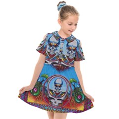 Grateful Dead Wallpapers Kids  Short Sleeve Shirt Dress by Sapixe