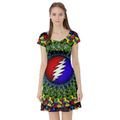 Grateful Dead Short Sleeve Skater Dress by Sapixe