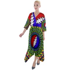 Grateful Dead Quarter Sleeve Wrap Front Maxi Dress by Sapixe