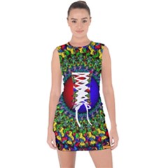 Grateful Dead Lace Up Front Bodycon Dress by Sapixe