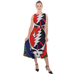 Grateful Dead Midi Tie-back Chiffon Dress