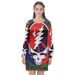 Grateful Dead Long Sleeve Chiffon Shift Dress  by Sapixe