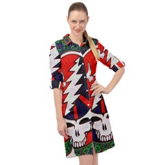 Grateful Dead Long Sleeve Mini Shirt Dress by Sapixe