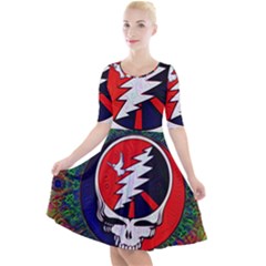 Grateful Dead Quarter Sleeve A-line Dress by Sapixe