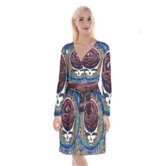 Grateful Dead Ahead Of Their Time Long Sleeve Velvet Front Wrap Dress by Sapixe