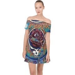 Grateful Dead Ahead Of Their Time Off Shoulder Chiffon Dress