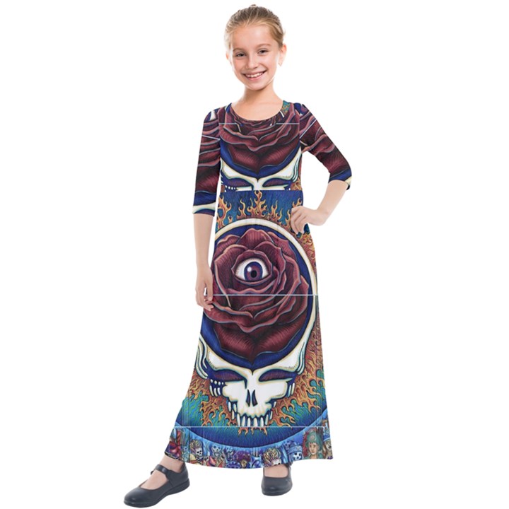 Grateful Dead Ahead Of Their Time Kids  Quarter Sleeve Maxi Dress