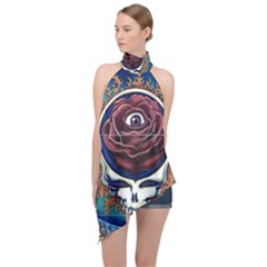 Grateful Dead Ahead Of Their Time Halter Asymmetric Satin Top by Sapixe