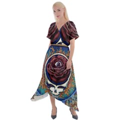 Grateful Dead Ahead Of Their Time Cross Front Sharkbite Hem Maxi Dress