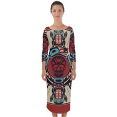 Grateful Dead Pacific Northwest Cover Quarter Sleeve Midi Bodycon Dress