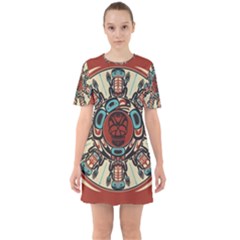 Grateful Dead Pacific Northwest Cover Sixties Short Sleeve Mini Dress by Sapixe