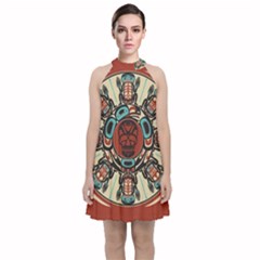 Grateful Dead Pacific Northwest Cover Velvet Halter Neckline Dress 