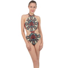 Grateful Dead Pacific Northwest Cover Halter Side Cut Swimsuit by Sapixe