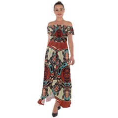 Grateful Dead Pacific Northwest Cover Off Shoulder Open Front Chiffon Dress by Sapixe