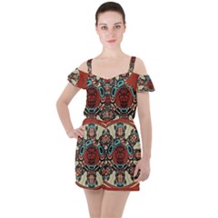 Grateful Dead Pacific Northwest Cover Ruffle Cut Out Chiffon Playsuit by Sapixe