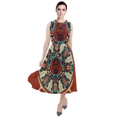 Grateful Dead Pacific Northwest Cover Round Neck Boho Dress by Sapixe