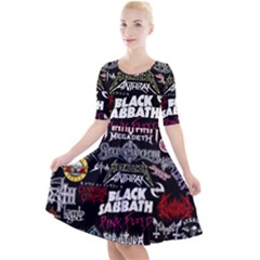 Metal Bands College Quarter Sleeve A-line Dress by Sudhe