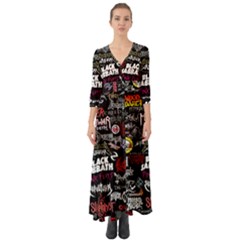 Metal Bands College Button Up Boho Maxi Dress by Sudhe