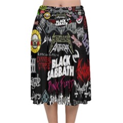 Metal Bands College Velvet Flared Midi Skirt