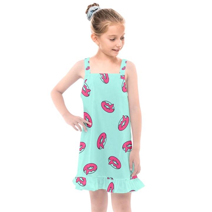 Donuts Pattern Food Colourful Kids  Overall Dress