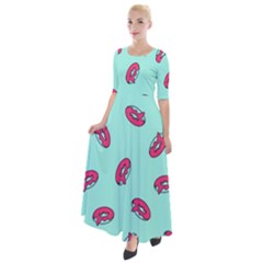 Donuts Pattern Food Colourful Half Sleeves Maxi Dress by Vaneshart