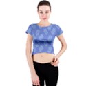 Leaves Ferns Blue Pattern Crew Neck Crop Top View1