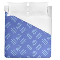 Leaves Ferns Blue Pattern Duvet Cover (queen Size) by Vaneshart