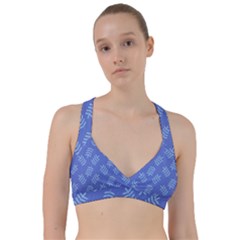 Leaves Ferns Blue Pattern Sweetheart Sports Bra by Vaneshart