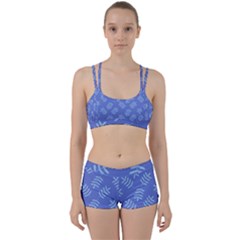 Leaves Ferns Blue Pattern Perfect Fit Gym Set by Vaneshart