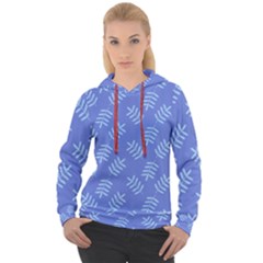 Leaves Ferns Blue Pattern Women s Overhead Hoodie