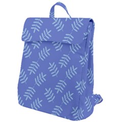 Leaves Ferns Blue Pattern Flap Top Backpack by Vaneshart