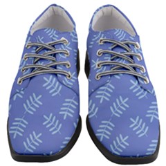 Leaves Ferns Blue Pattern Women Heeled Oxford Shoes