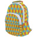 Cube Hexagon Pattern Yellow Blue Rounded Multi Pocket Backpack View1