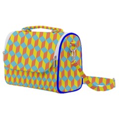 Cube Hexagon Pattern Yellow Blue Satchel Shoulder Bag by Vaneshart