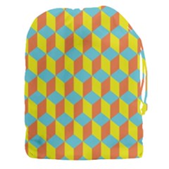 Cube Hexagon Pattern Yellow Blue Drawstring Pouch (3xl) by Vaneshart